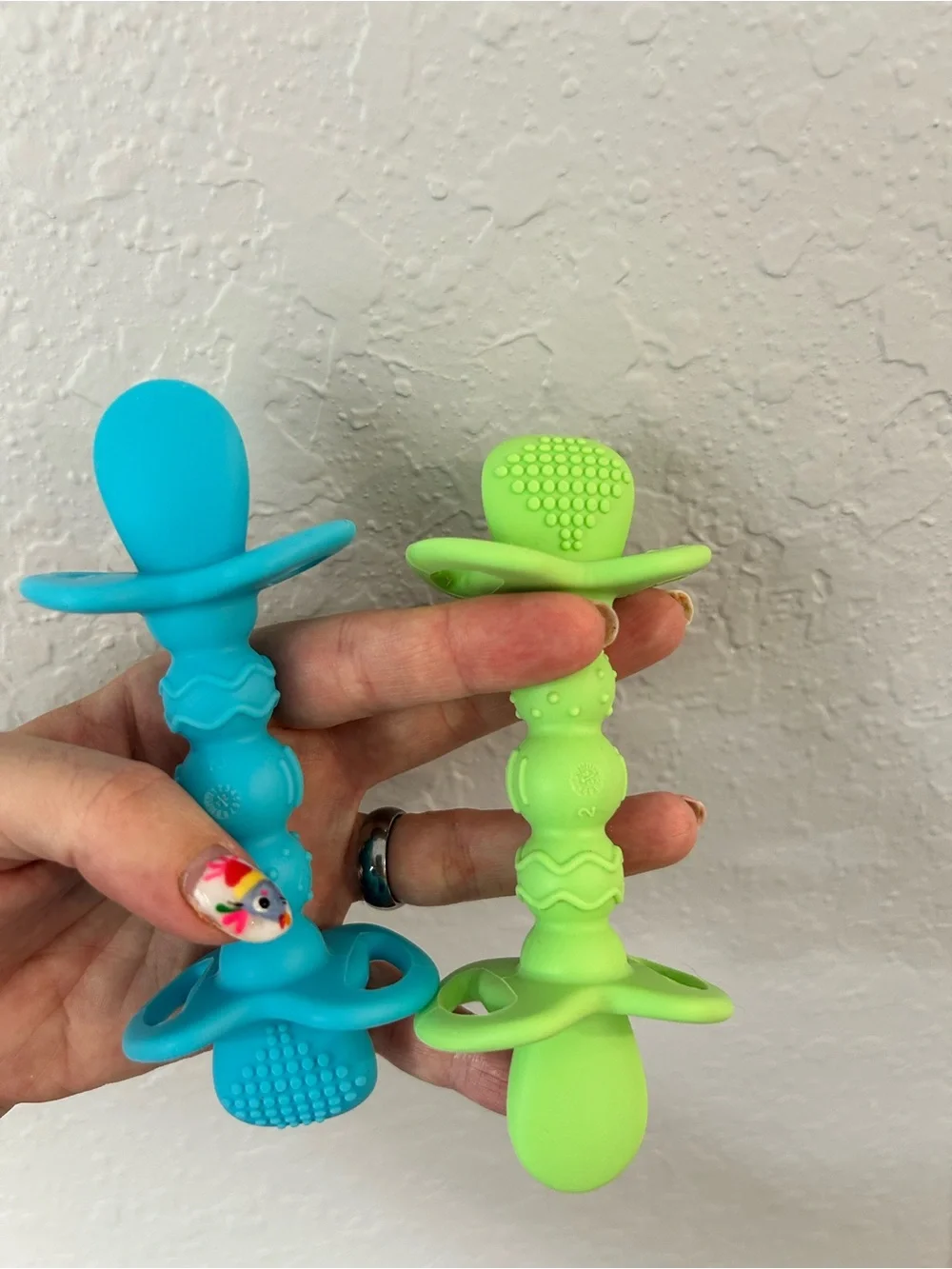 Target Silicone Baby Teether & Spoon Set - Green and Blue
